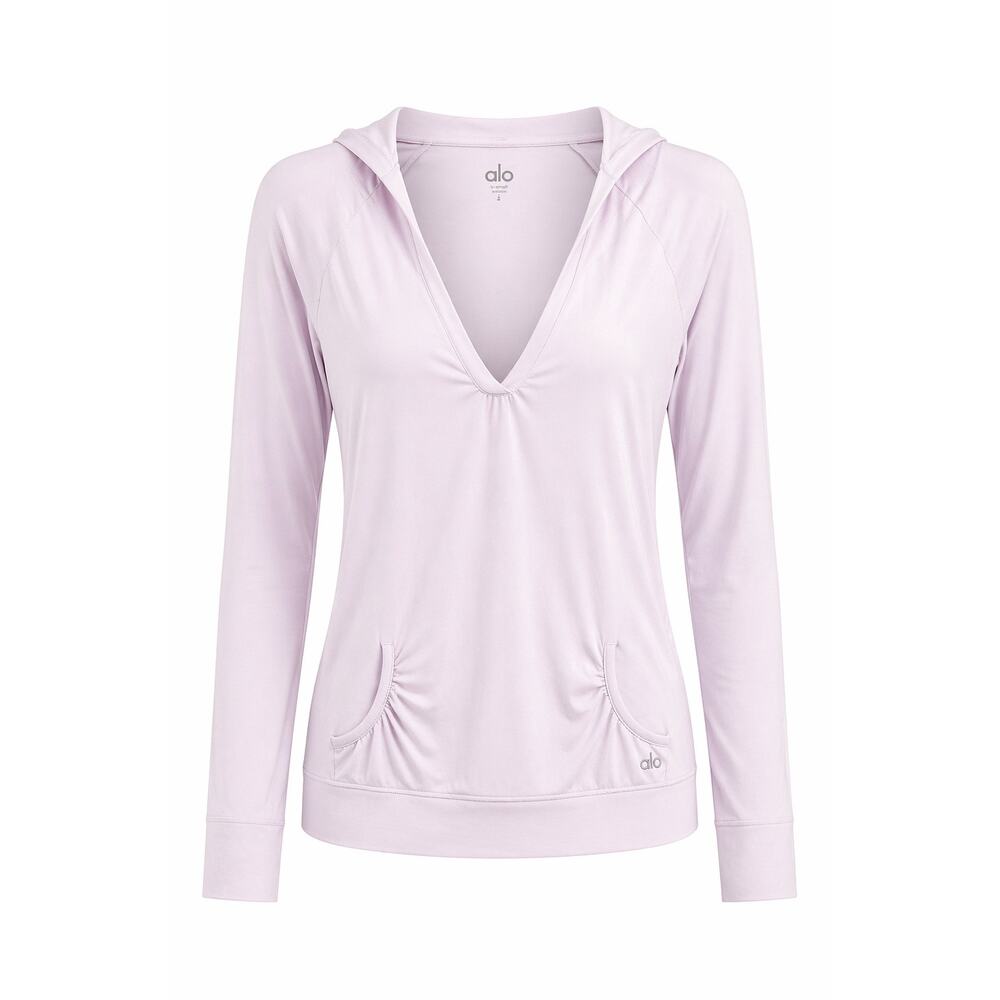 Alo Yoga Light Pink Hooded Long Sleeve